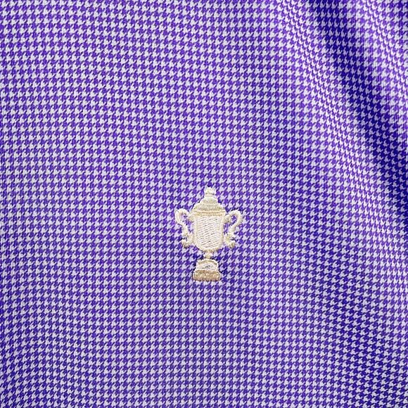TURTLESON Performance Golf Polo Purple Houndstooth Country Club Mens Medium - Picture 4 of 7